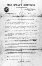 Vereinbarung zwischen Fred Karnos Gesellschaften und Charles Chaplin, 25. Juli 1908